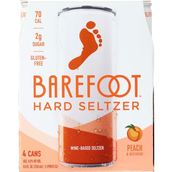 Barefoot Hard Seltzer Peach & Nectarine 250mL 4 Pack