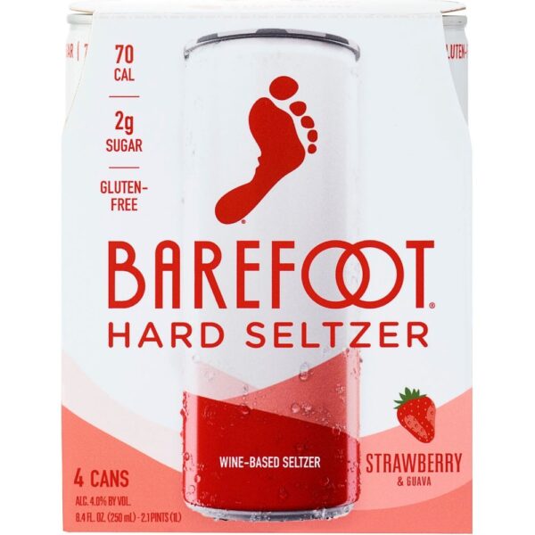 Barefoot Hard Seltzer Strawberry & Guava 250mL 4 Pack
