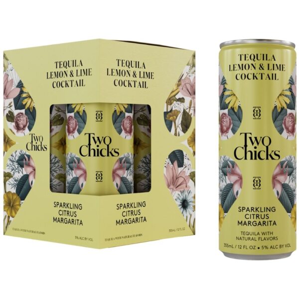 Two Chicks Citrus Margarita Sparkling Tequila & Citrus Cocktail 4 Pack 355mL